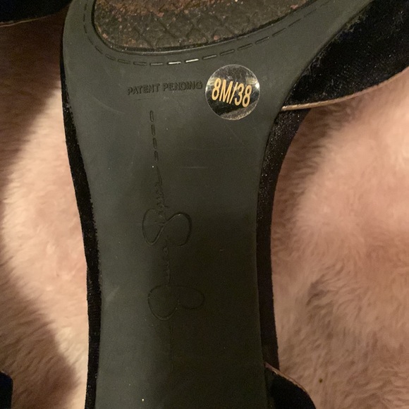 Jessica Simpson Suede black and gold design heels - Picture 6 of 6